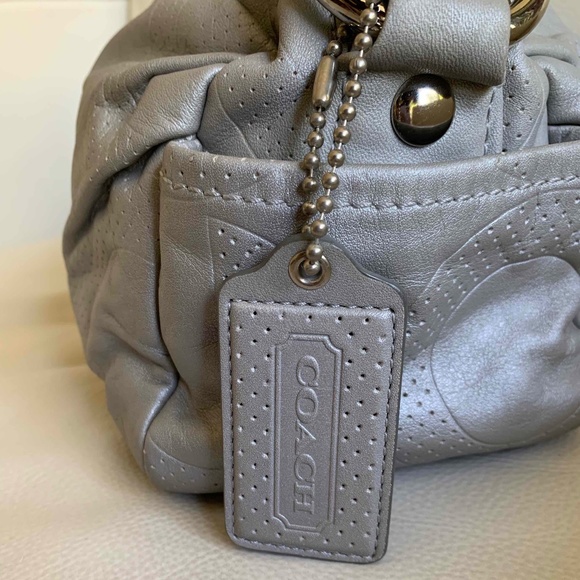 Coach Light Silver Grey Leather Satchel/Shoulder Bag - Picture 3 of 9